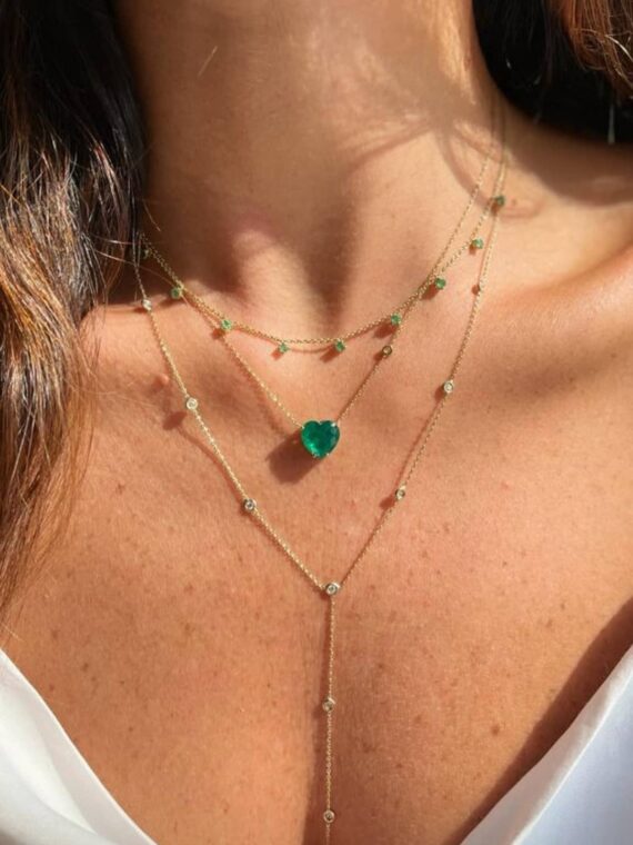 Cadena de Corazones en piedras preciosas