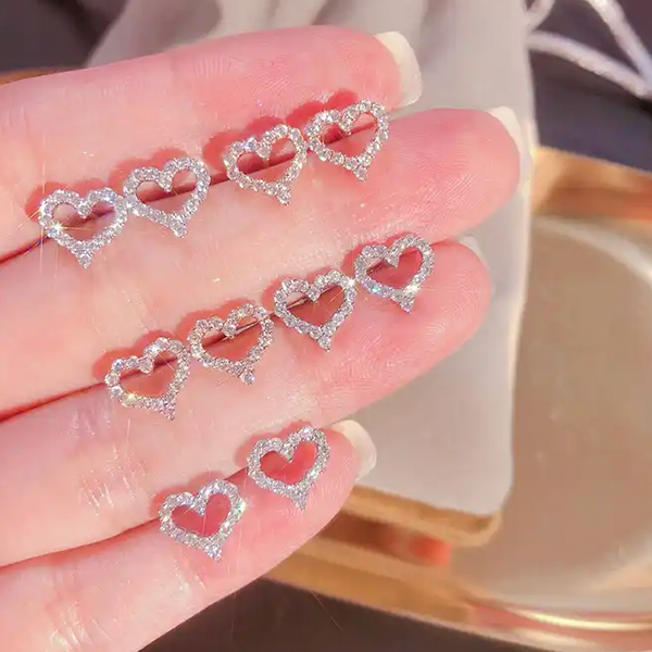 Aretes Corazones Brillantes