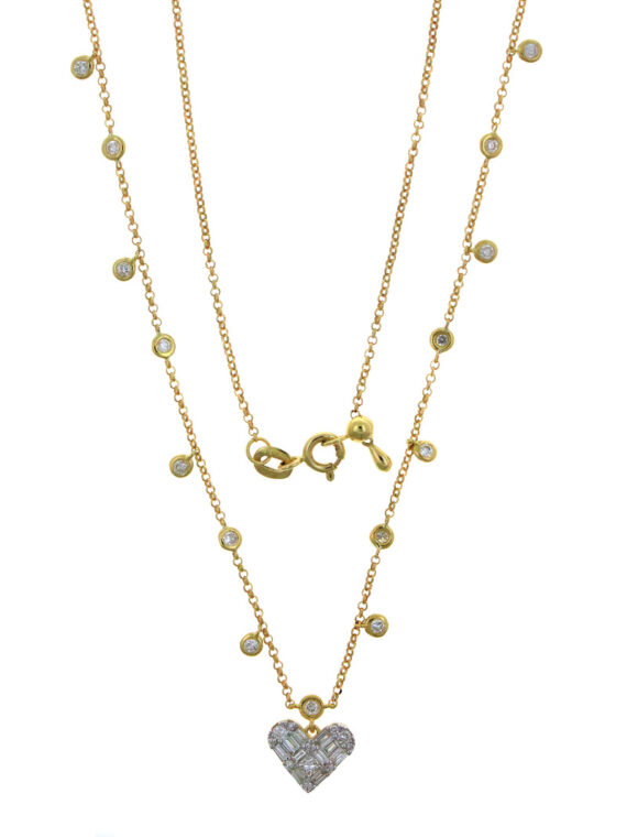 Cadena ideal con corazón y diamantes