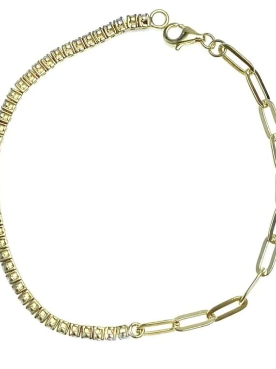 Pulsera mix tennis de diamantes y pulsera clip